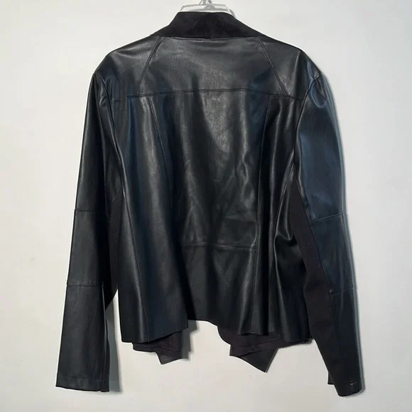 BAGATELLE Faux Leather & Suede Waterfall Minimalist Rib SLV Urban Chic Jacket 2X - Picture 3 of 16